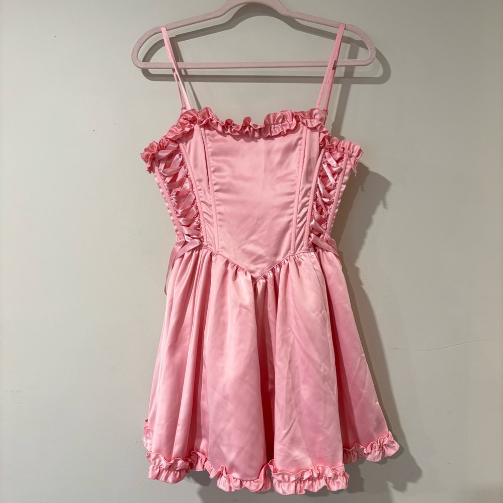 Sugar Thrillz pink Ruffle corset Mini Dress